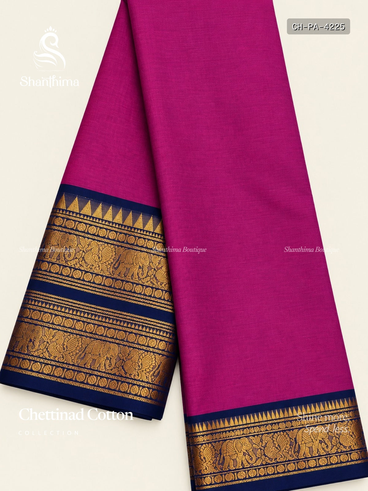 Chettinad Cotton Plain Peacock Elephant Dark Violet Navy Blue