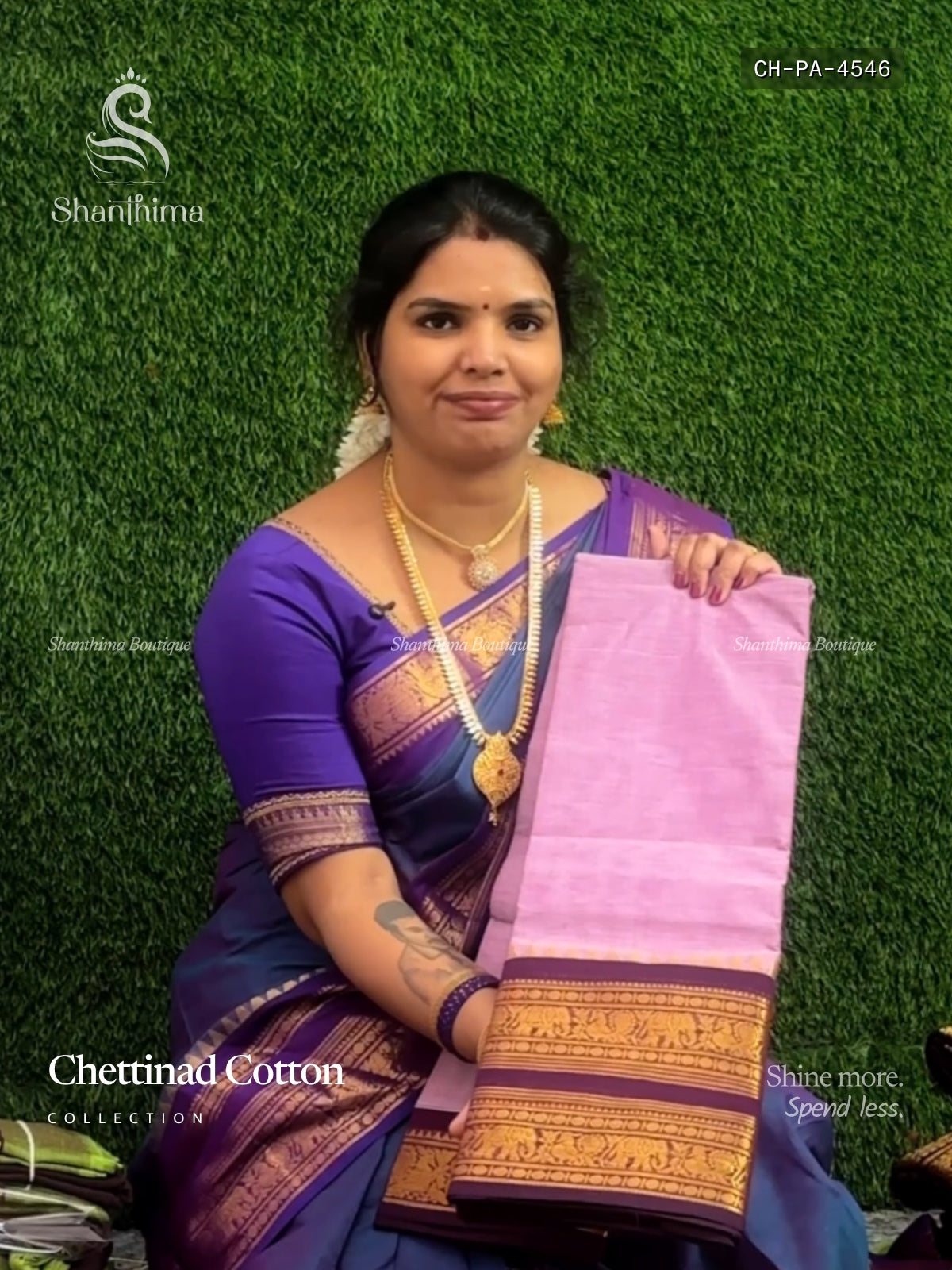 Chettinad Cotton Plain Peacock Elephant Lavender Wine
