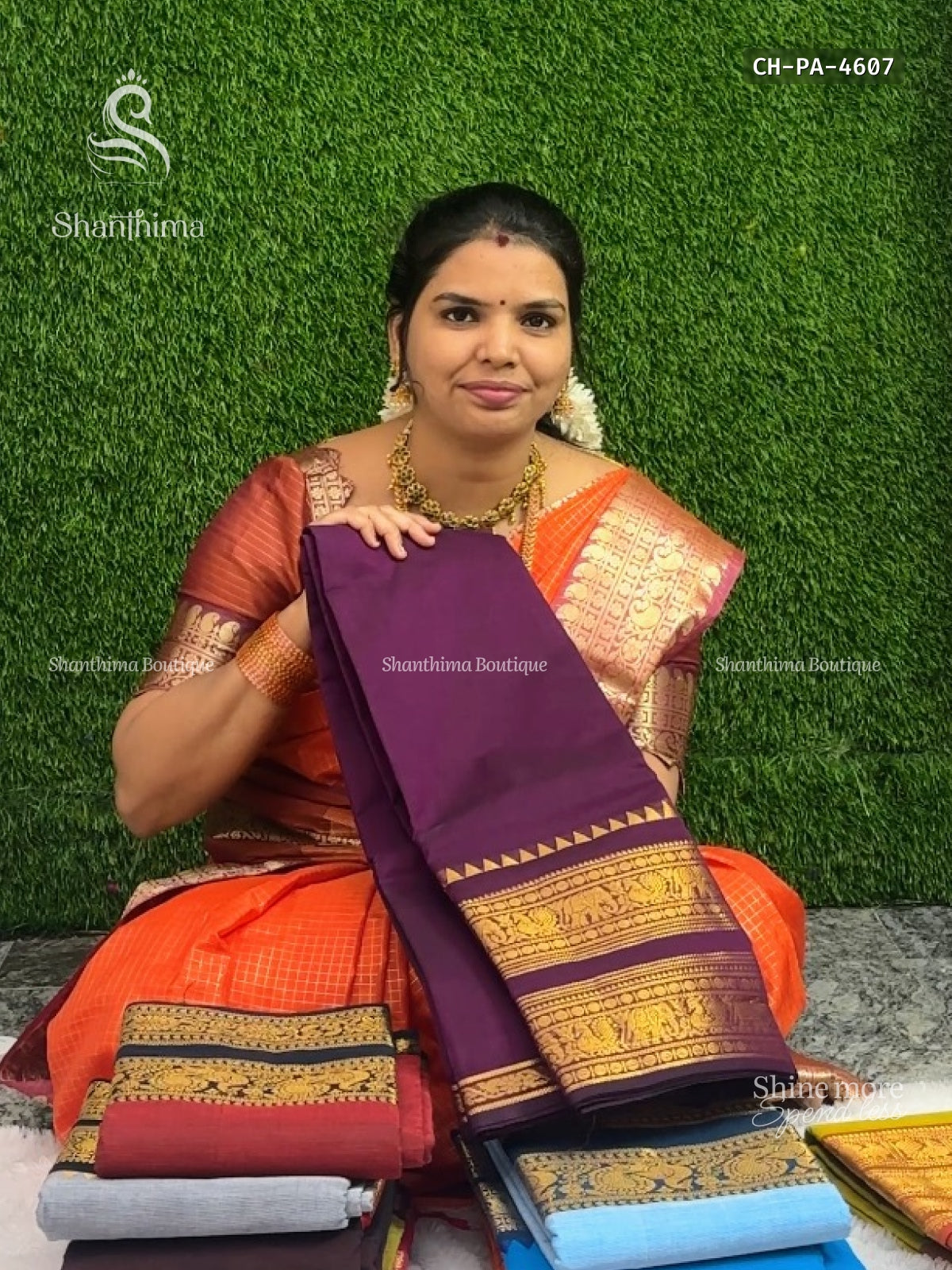Chettinad Cotton Plain Peacock Elephant Wine Gold