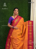 Chettinad Cotton Plain Peacock Elephant Dual Orange Pink