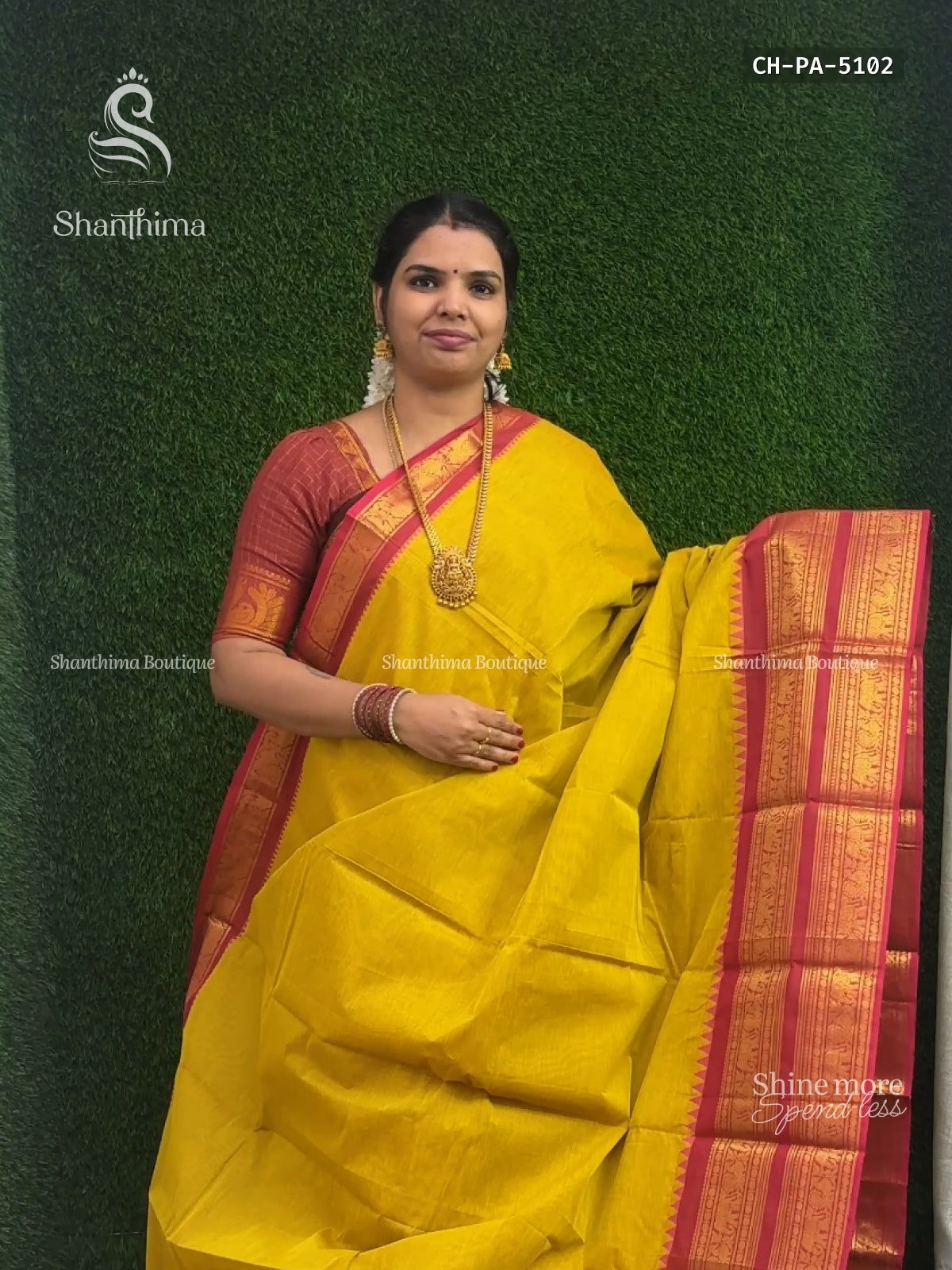 Chettinad Cotton Plain Peacock Elephant Dual Shade Yellow Pink