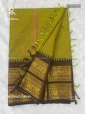 Chettinad Cotton Plain Peacock Elephant Olive Green Brown