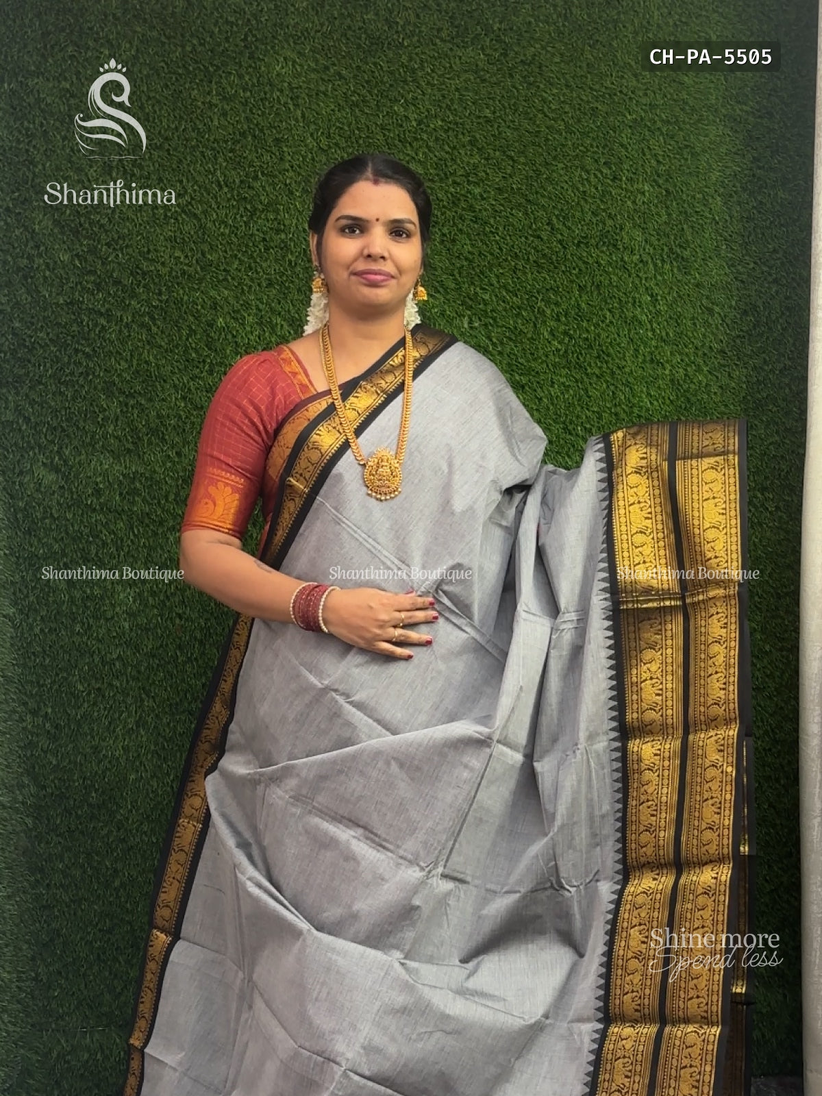 Chettinad Cotton Plain Peacock Elephant Dark Gray Black