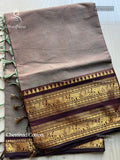 Chettinad Cotton Plain Peacock Elephant Dark Gray Maroon