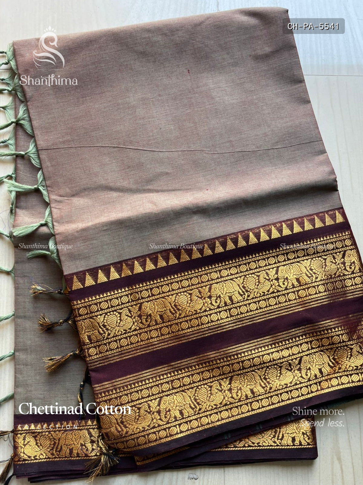 Chettinad Cotton Plain Peacock Elephant Dark Gray Maroon