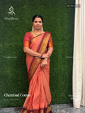 Chettinad Cotton Plain Peacock Elephant Light Rust Maroon
