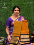 Chettinad Cotton Plain Peacock Elephant Dark Mustard Black