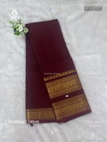 Chettinad Cotton Plain Peacock Elephant Kungumam Colour Gold