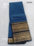 Chettinad Cotton Plain Peacock Elephant Elephant Green Gold