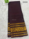 Chettinad Cotton Plain Peacock Big Border Coffee Brown Gold