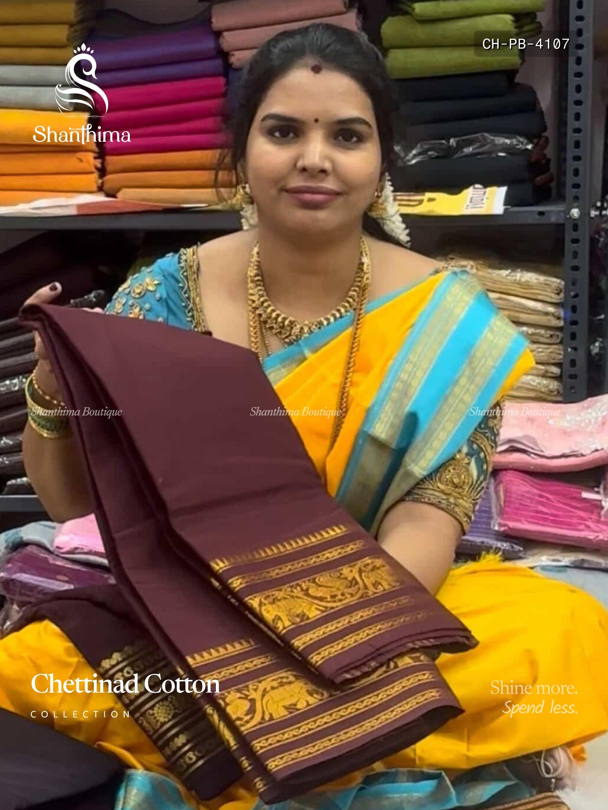 Chettinad Cotton Plain Peacock Big Border Maroon Gold