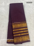 Chettinad Cotton Plain Peacock Big Border Dark Violet Gold