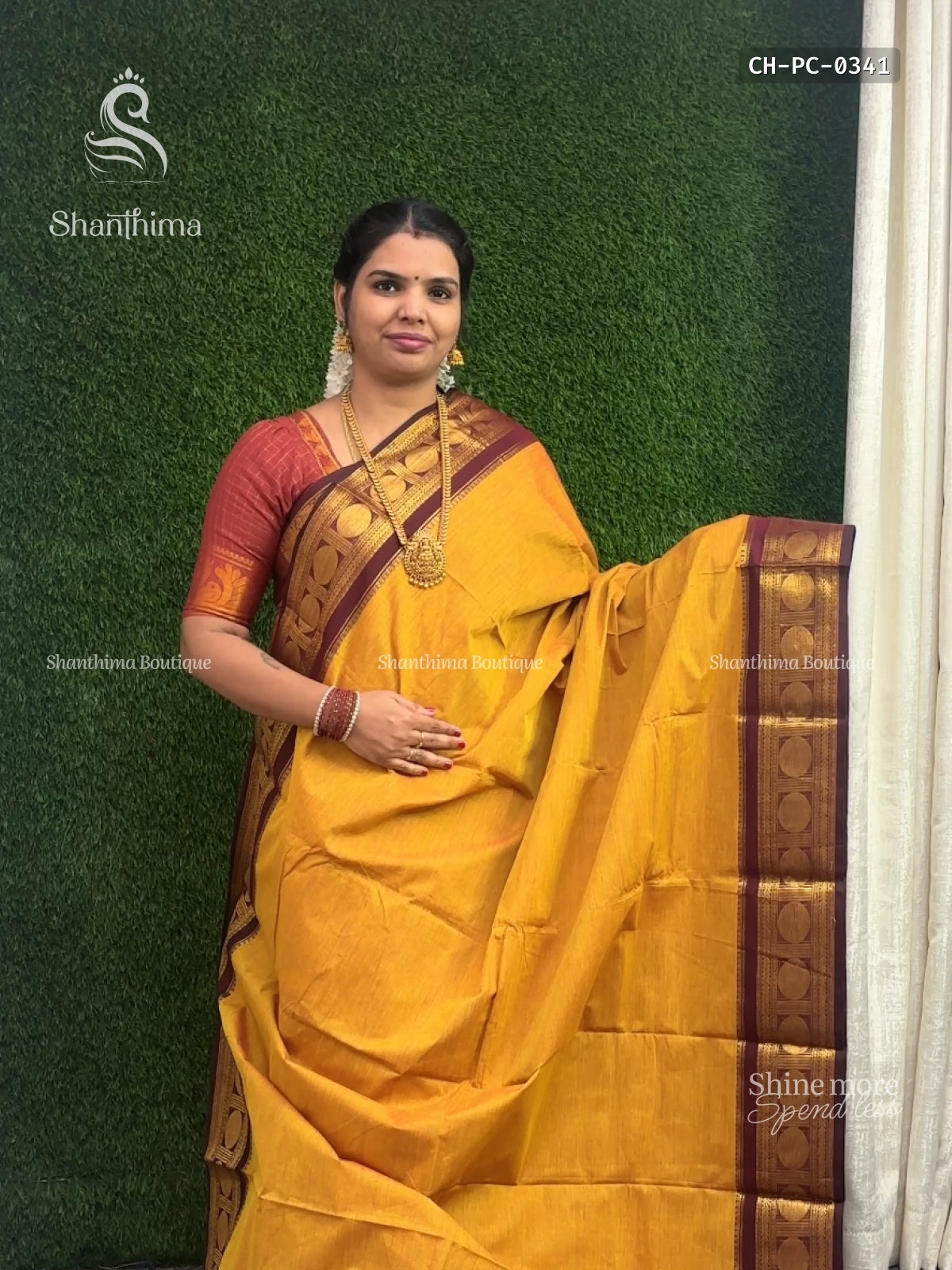 Chettinad Cotton Plain Chakra Yellow Maroon