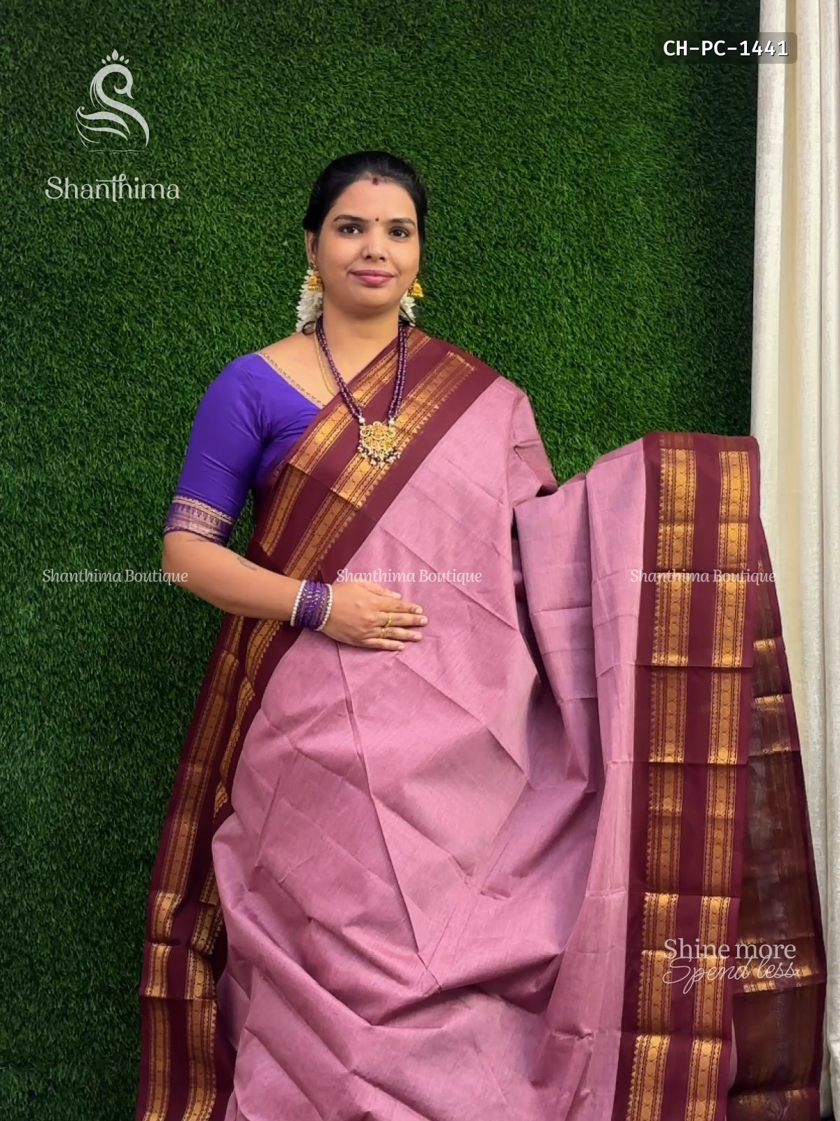 Chettinad Cotton Plain Chakra Onion Pink Maroon