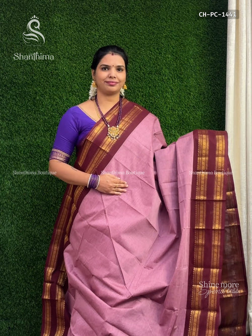 Chettinad Cotton Plain Chakra Onion Pink Maroon