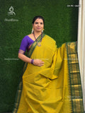 Chettinad Cotton Plain Chakra Dual Shade Mustard Dark Green