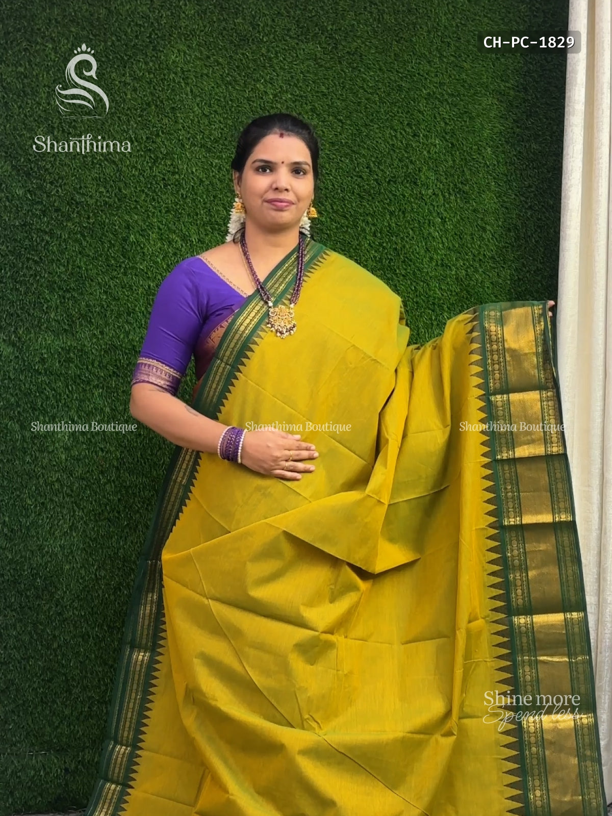 Chettinad Cotton Plain Chakra Dual Shade Mustard Dark Green
