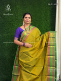 Chettinad Cotton Plain Chakra Dual Shade Mustard Light Green