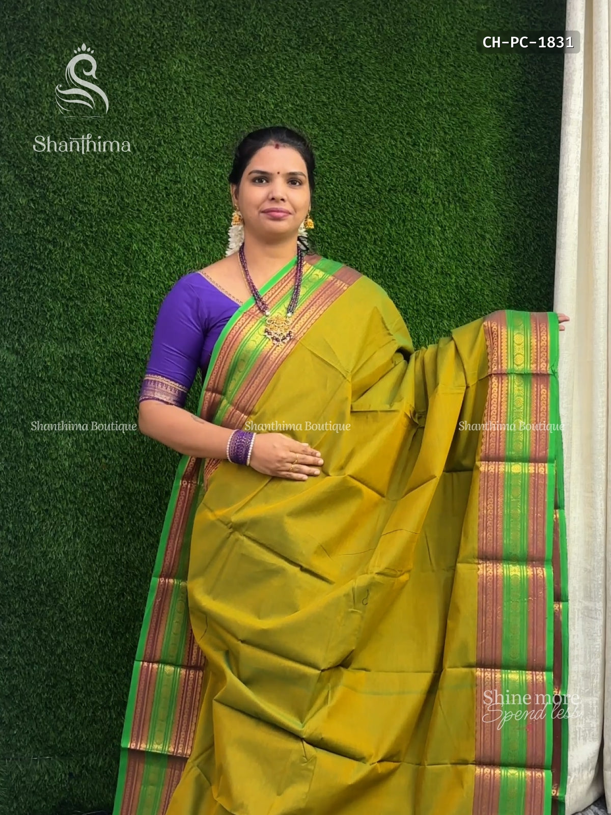 Chettinad Cotton Plain Chakra Dual Shade Mustard Light Green