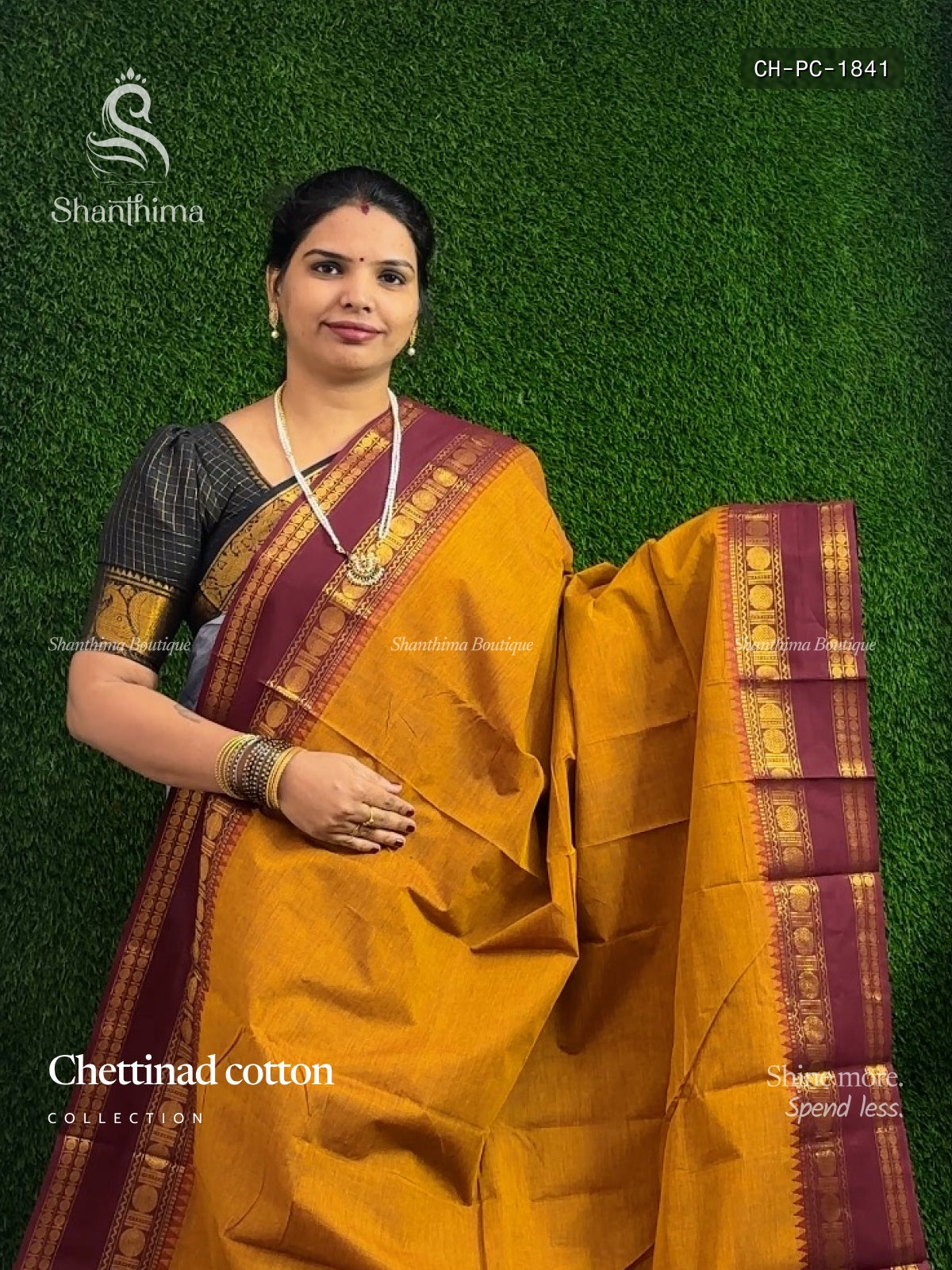 Chettinad Cotton Plain Chakra Dual Shade Mustard Maroon