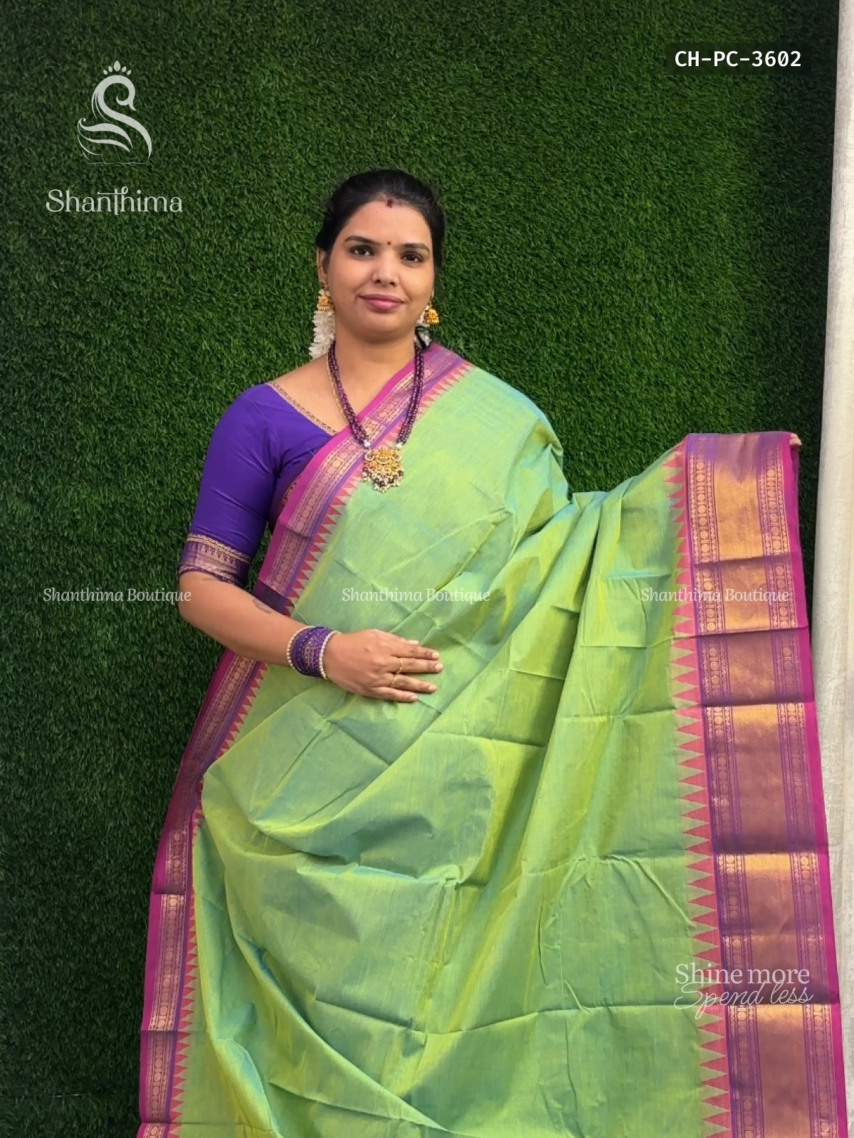 Chettinad Cotton Plain Chakra Dual Shade Green Pink
