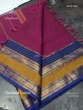 Chettinad Cotton Plain Chakra Magenta Navy Blue