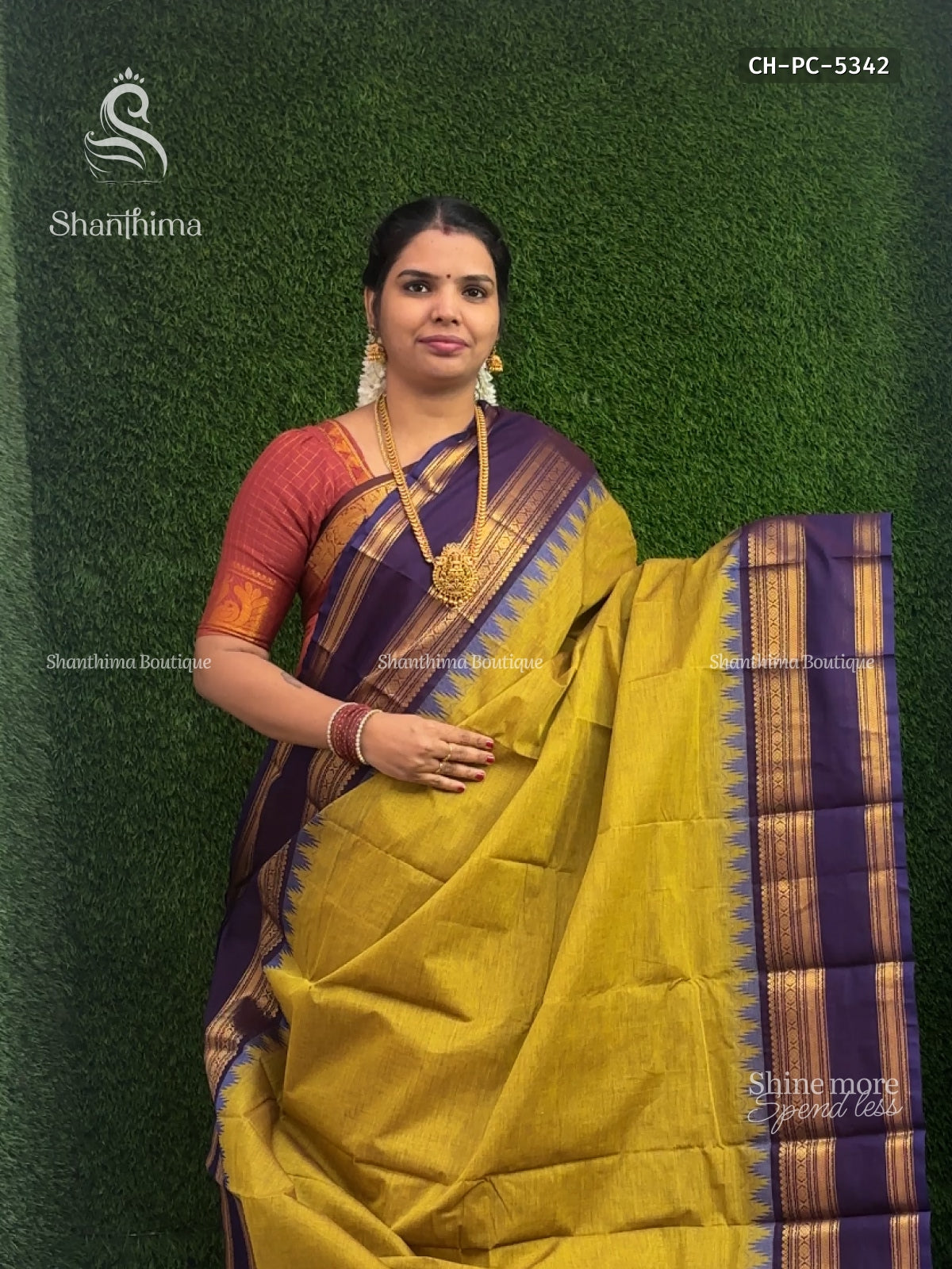 Chettinad Cotton Plain Chakra Olive Green Dark Violet