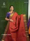 Chettinad Cotton Plain Diamond Stone Rust Dark Brown