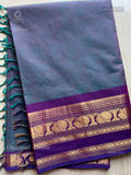 Chettinad Cotton Plain Diamond Stone Peacock Peacock Blue Violet
