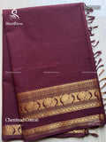 Chettinad Cotton Plain Diamond Stone Peacock Coffee Brown Gold