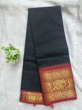 Chettinad Cotton Plain Elephant Black Red