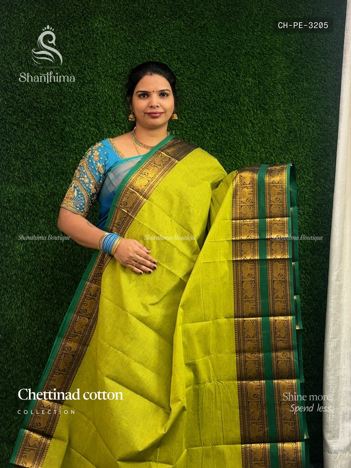 Chettinad Cotton Plain Peacock Elephant Parrot Green Black