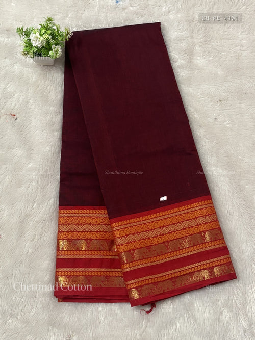Chettinad Cotton Plain Elephant Maroon Red