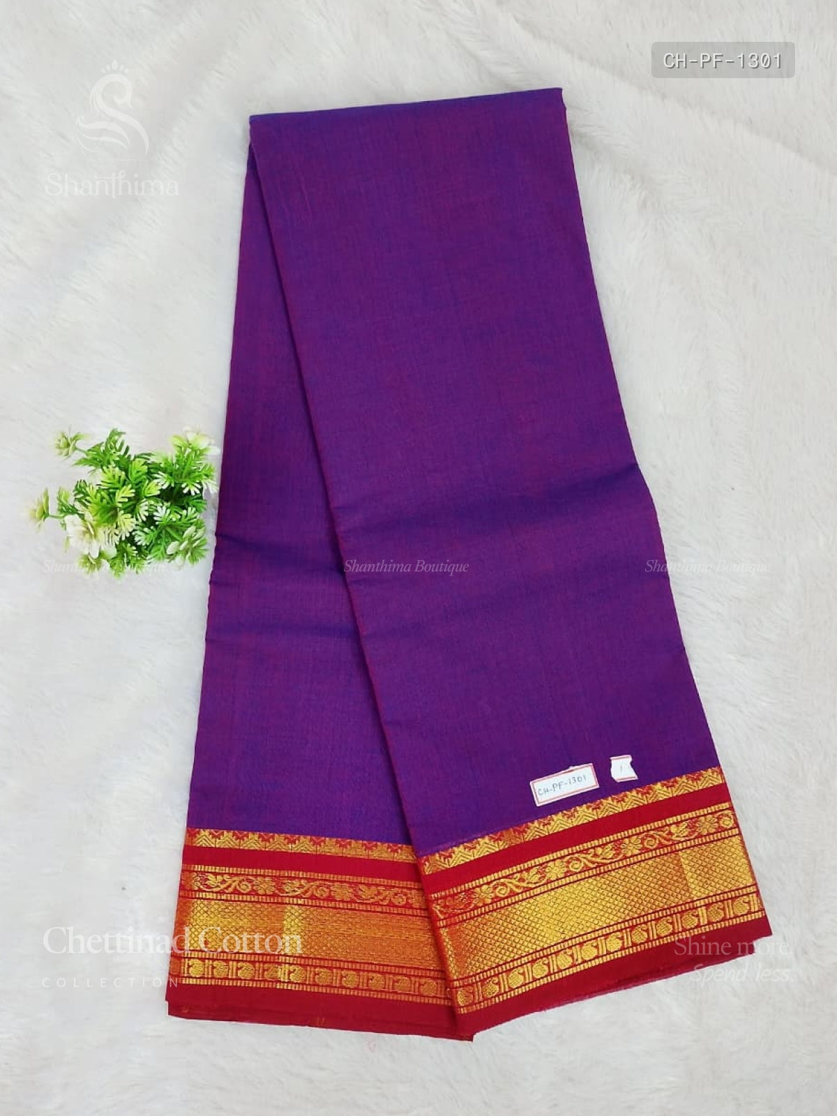 Chettinad Cotton Plain Flower Violet Red