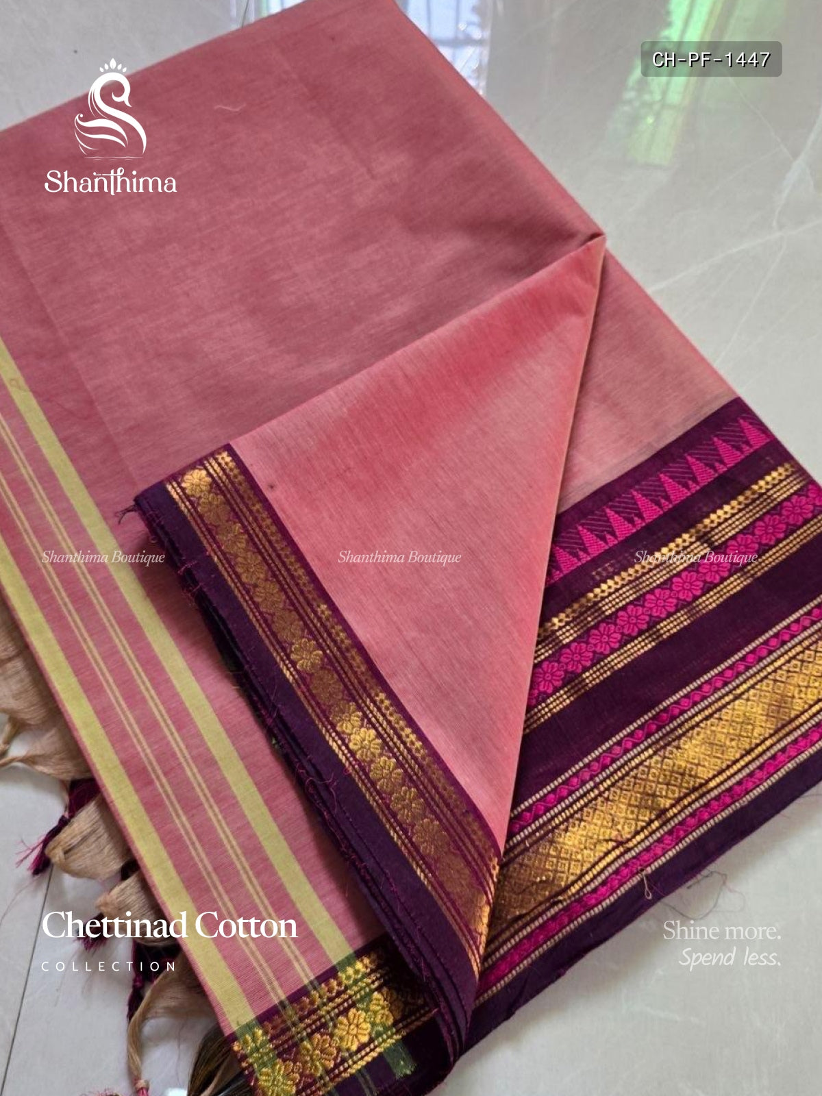 Chettinad Cotton Plain Flower  Onion Pink Magenta