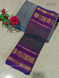Chettinad Cotton Plain Flower Peacock Blue Violet