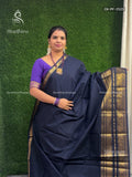 Chettinad Cotton Plain Flower Navy Blue Navy Blue