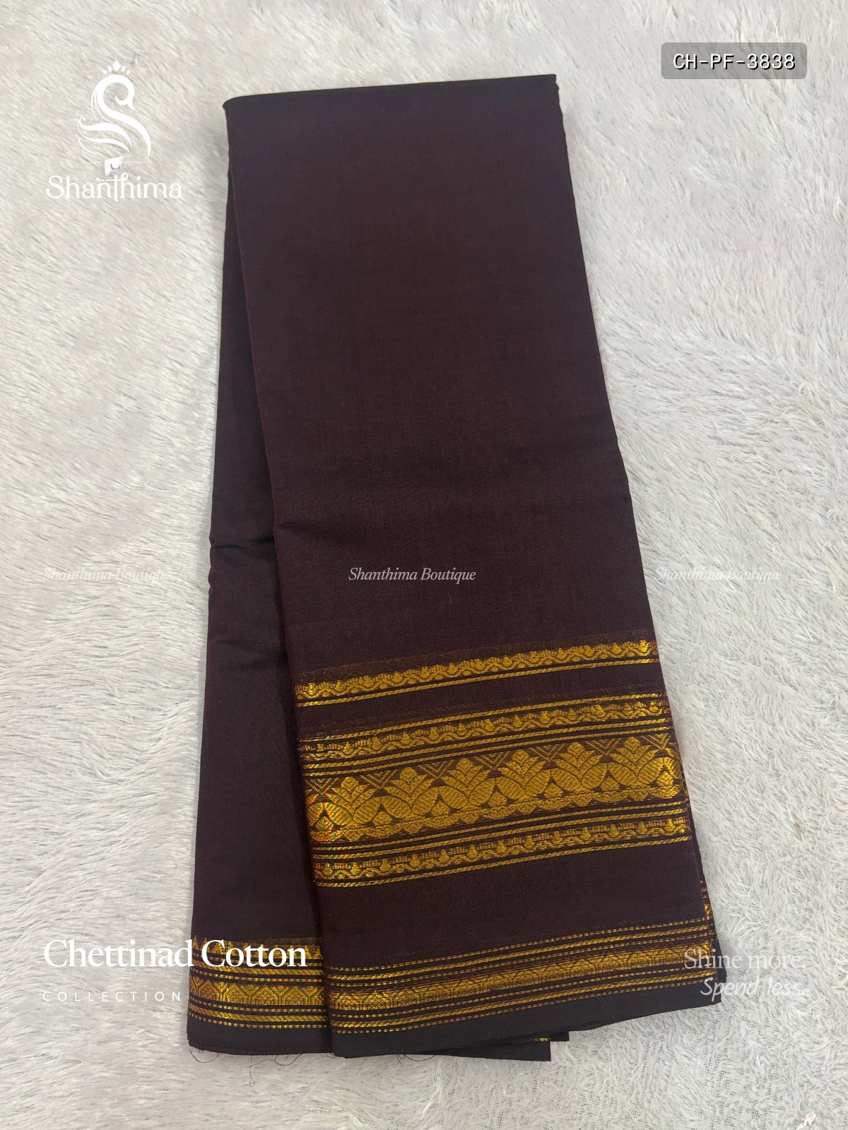 Chettinad Cotton Plain Flower Coffee Brown Coffee Brown