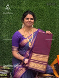 Chettinad Cotton Plain Flower Maroon Gold