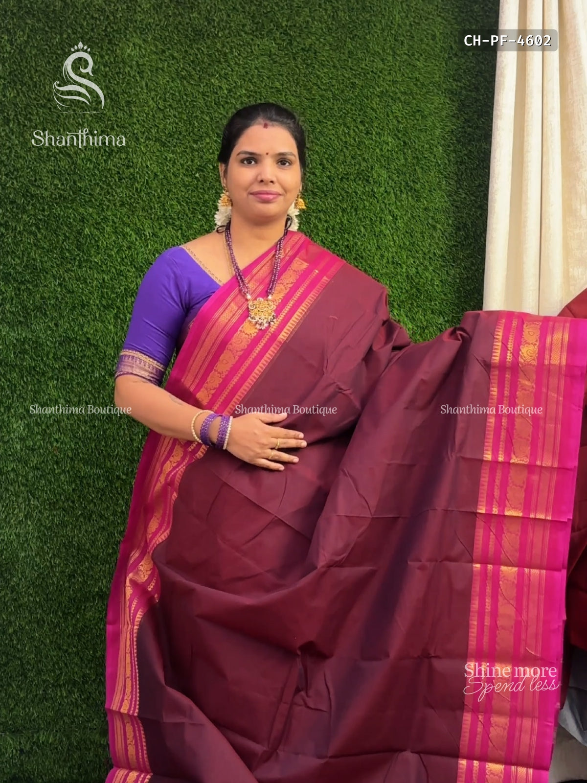Chettinad Cotton Plain Flower Wine Pink