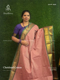 Chettinad Cotton Plain Flower Dual Shade Pink Peacock Green