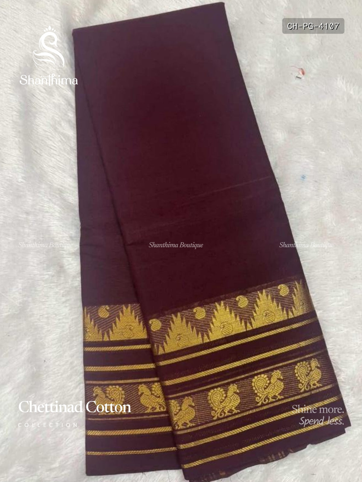 Chettinad Cotton Plain Gold Border / Gopuram Maroon Gold