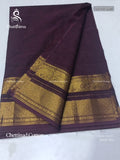 Chettinad Cotton Plain Elephant Horse Coffee Brown Gold