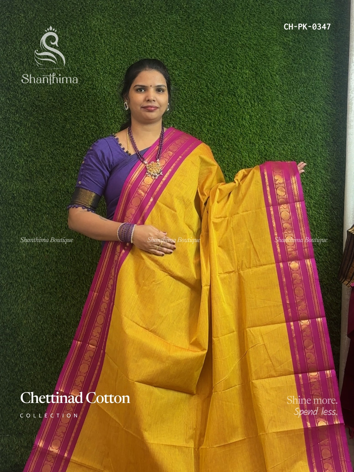 Chettinad Cotton Plain Peacock Chakra Yellow Magenta