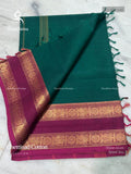 Chettinad Cotton Plain Peacock Chakra Green Pink