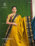 Chettinad Cotton Plain Peacock Chakra Mustard Black