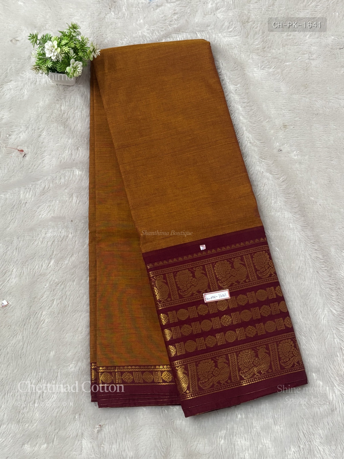 Chettinad Cotton Plain Peacock Chakra Mustard Maroon