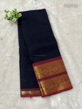 Chettinad Cotton Plain Peacock Chakra Navy Blue Red