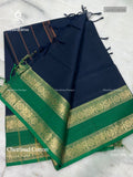 Chettinad Cotton Plain Peacock Chakra Navy Blue Green