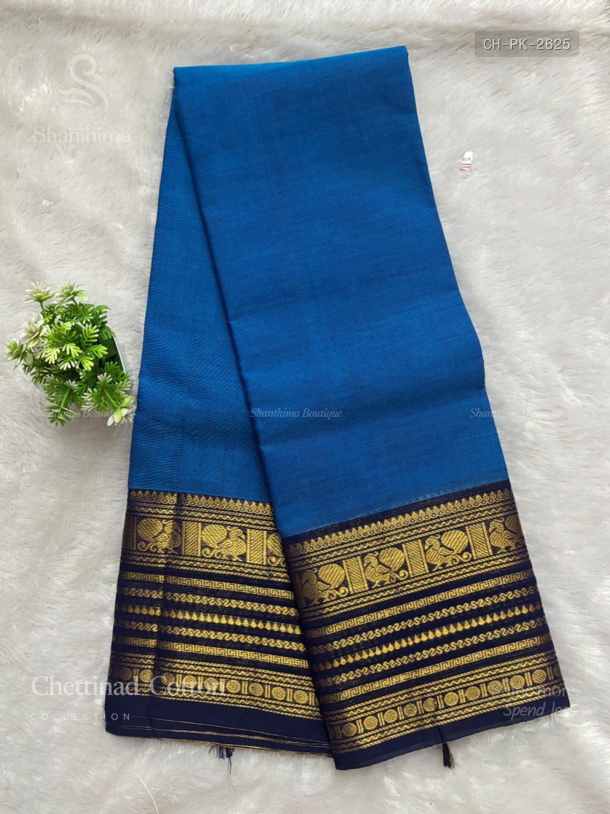 Chettinad Cotton Plain Peacock Chakra Rama Blue Navy Blue